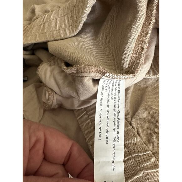 Eloquii Women's Plus Pull-on Elastic Waist Linen Blend Khaki Wide Leg Pants 16 - Picture 5 of 5